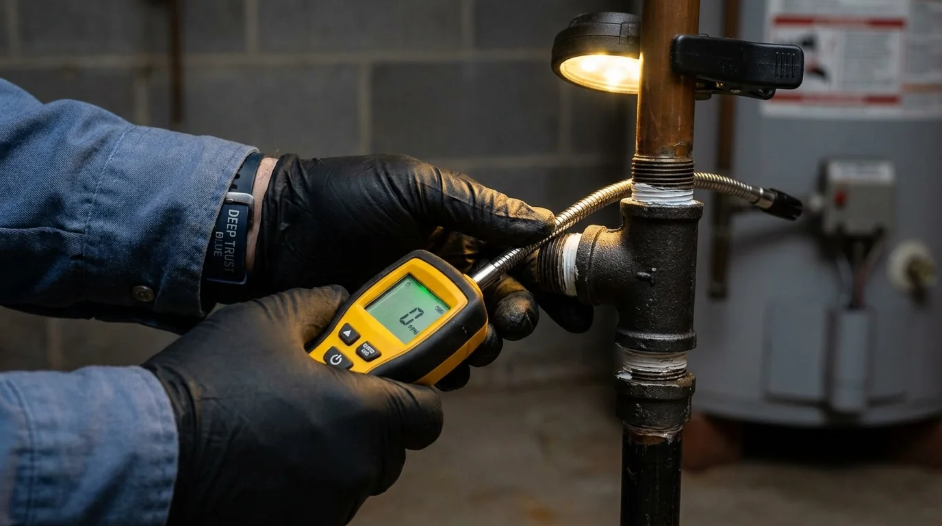 Gas leak detection with electronic sniffer by Johns Plumbing LLC in Harrison